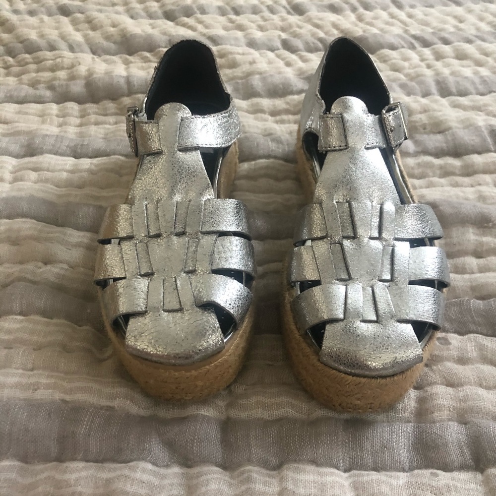 Sam Edelman metallic platform sandal espadrilles